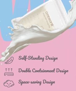Cmbear Self Standing Breast Milk Storage Bags With Double Zipper, 30 Count, 220 ML