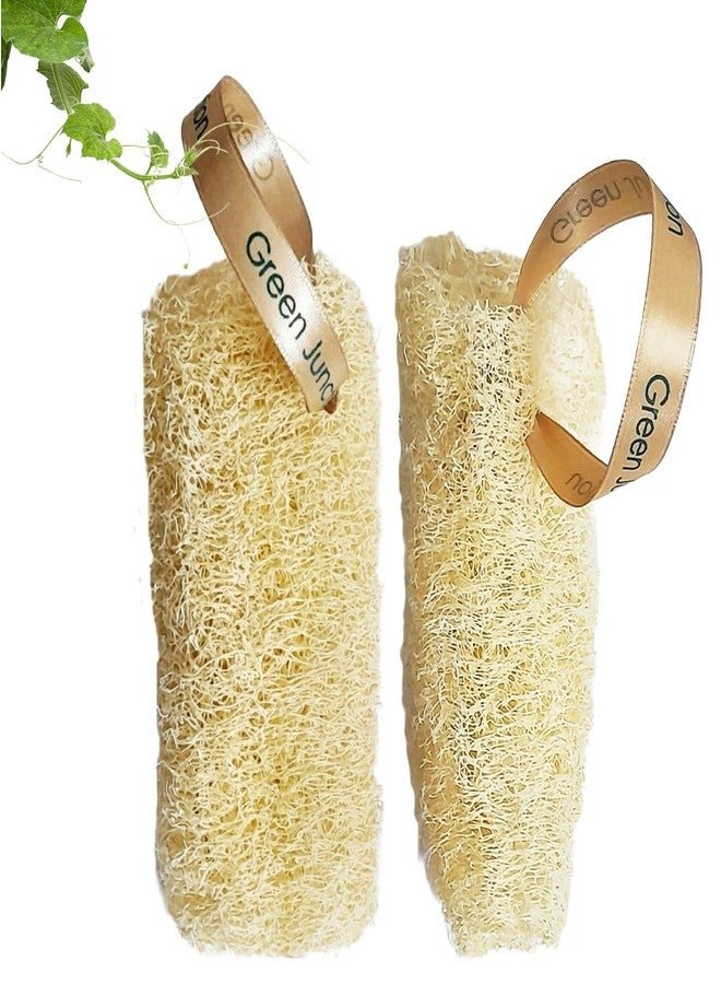 Green Junction Plant Based Loofah, Biodegradable, with Luxurious Ribbon to Hand DryI Set of 2 IMedium I Clean I Organically Grown)