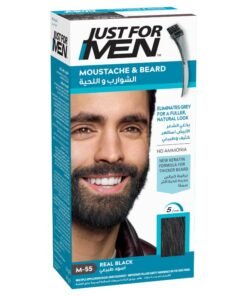 Just For Men Mustache & Beard – Real Black Beard Dye For Men, M-55, Brush-In Gel With Biotin, Aloe Vera, And Coconut Oil For Coarse Facial Hair