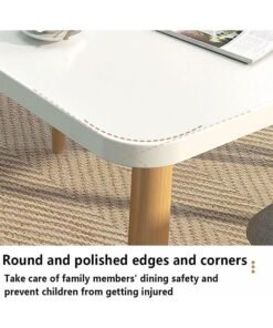 Dining Table Modern Leisure Coffee Table Wooden Legs MDF White Table Top，Square Solid Wood Dining Table, Modern Breakfast Table Desk Kitchen Living Office Furniture （120×60×73CM） - Image 3