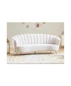 Ripple FURNITURE Glff Flower Style Velvet Fabric Upholstered 3 Seater Curved Couch Living Room Sofa