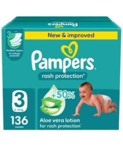 Pampers Aloe Vera Taped Diapers Size 3 Mega Box 136 Count