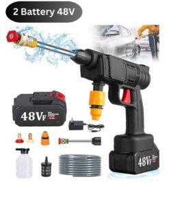 Portable High Pressure Washer Gun With Two 48V Lithium Electric Batteries Rechargeable Car Wash Cordless for Indoor and Outdoor use,Garden Pet,Outdoor Car Cleaning Tool