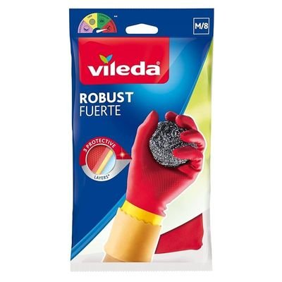 Vileda, Robust Tough 3 Layer Rubber Gloves, Red/Yellow, Medium, PK27884 - Image 2