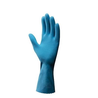 Vileda Comfort Extra Reusable Rubber Gloves L, Latex, Absorbent Interior, Protects Your Skin, Blue & Green, Large Size (1 Pair Per Pack) - Image 3