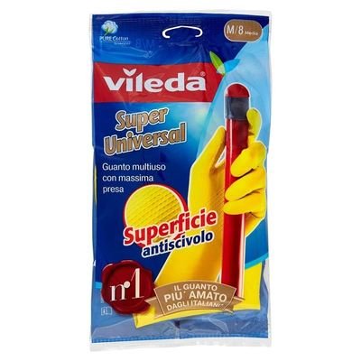 Vileda Super Grip Reusable Gloves M, Flexible, Waterproof Rubber Latex, Tear-Proof, Excellent Grip, Medium Size, Yellow (1 Pair Per Pack) - Image 2