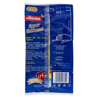 Vileda Super Grip Reusable Gloves M, Flexible, Waterproof Rubber Latex, Tear-Proof, Excellent Grip, Medium Size, Yellow (1 Pair Per Pack) - Image 4
