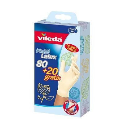 Vileda Disposable Multi Latex Gloves, Powder-Free, Ambidextrous Wear, Medium/Large, Pack Of 100, White - Image 2