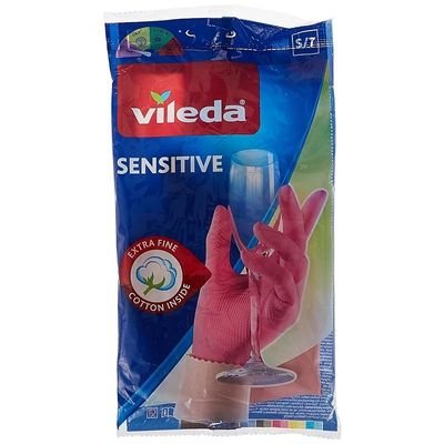Vileda Sensitive Reusable Gloves S, Natural Latex, Protective, Touch-Sensitive, Comfortable Fit, Good Fit, Pink, Small Size (1 Pair Per Pack) - Image 2