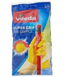 Alternative view of Vileda Super Grip Reusable Gloves L, Flexible, Waterproof Rubber Latex, Tear-Proof, Excellent Grip, Large Size, Yellow (1 Pair Per Pack)
