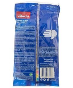 Vileda Super Grip Reusable Gloves L, Flexible, Waterproof Rubber Latex, Tear-Proof, Excellent Grip, Large Size, Yellow (1 Pair Per Pack) - Image 3