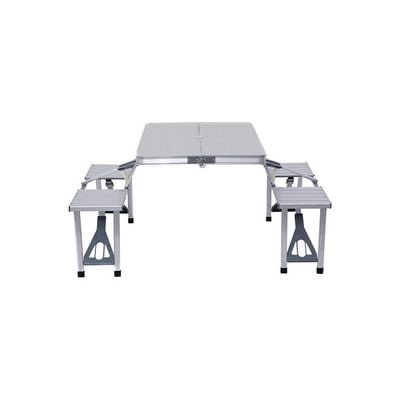 4-Seat Outdoor Portable Picnic Table Silver - Image 2