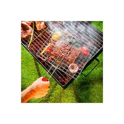 Foldable Portable Stainless Steel Barbecue Grill Indoor And Outoor Silver/Red 28x22x42cm - Image 2