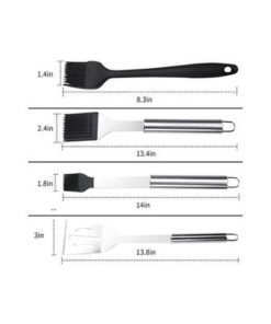 BBQ Grill Tools Set Heavy Duty Stainless Steel Barbecue Pastry Baking Utensils Set Kicthen Cooking Food Accessories Kit with Storage Case multicolour 38.5*5*10.5cm