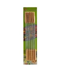 Alternative view of 10-Piece Barbecue Skewers String With Wooden Handle Silver/Brown 43centimeter