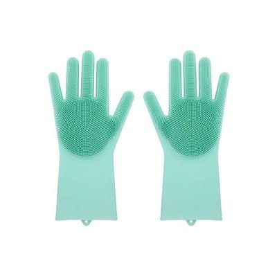 Silicone Scrubber Cleaning Gloves Green 21g