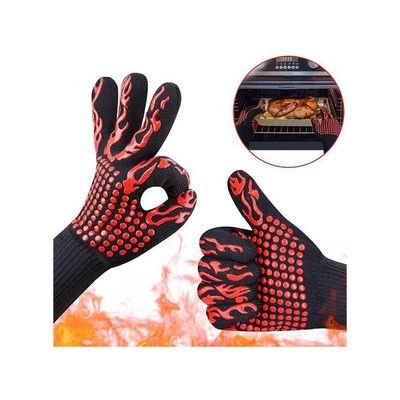 BBQ Grilling Cooking Gloves Red/Black 33x13centimeter - Image 3
