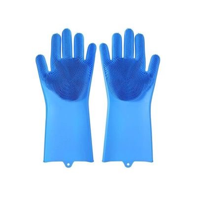 Pair Of Dishwashing Silicone Gloves Blue - Image 2