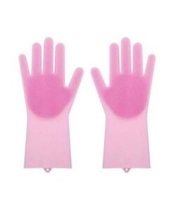 Upgraded Magic Reusable Silicone Gloves With Wash Scrubber Heat Resistant For Cleaning, Household, Washing The Car, Washing Pets Multicolour