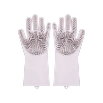 Silicone Scrubber Cleaning Gloves White 21g