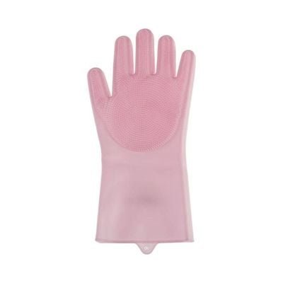 Silicone Dish Washing Gloves, 2 Pieces Pink - Image 2