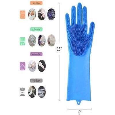 Heat Resistant Silicone Gloves Blue 15x6inch - Image 3