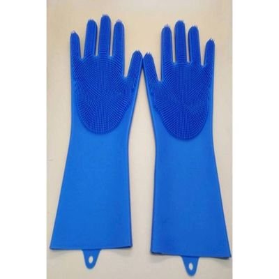 Heat Resistant Silicone Gloves Blue 15x6inch - Image 4