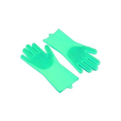 Magic Silicone Gloves With Wash Scrubber Turquoise 240g - Image 2