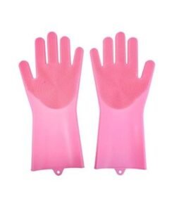 Alternative view of Pair Of 2 Magic Silicone Dish Washing Gloves Set Rose Red 16centimeter