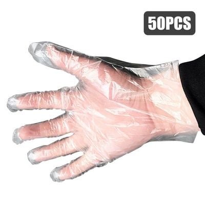 50-Piece Disposable PE Gloves Set White 26cm - Image 2
