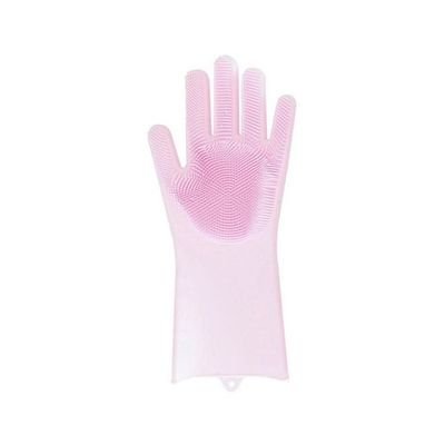 2-Piece Silicone Dishwashing Gloves Pink - Image 3