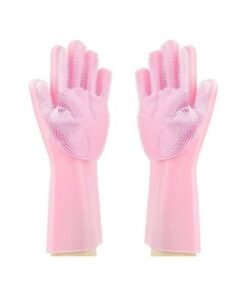 Alternative view of Silicone Scrubbing Gloves Pink 20cm