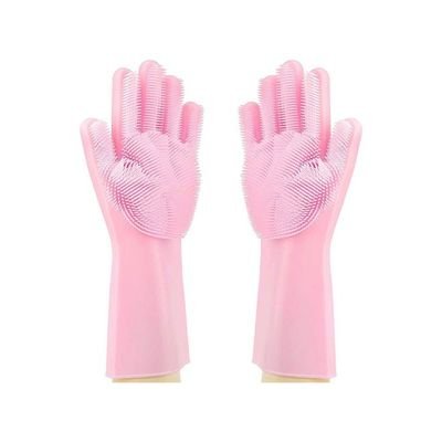 Silicone Scrubbing Gloves Pink 20cm - Image 2