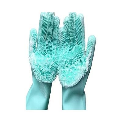 Pair Of Heat-Resistant Silicone Cleaning Gloves Blue - Image 3