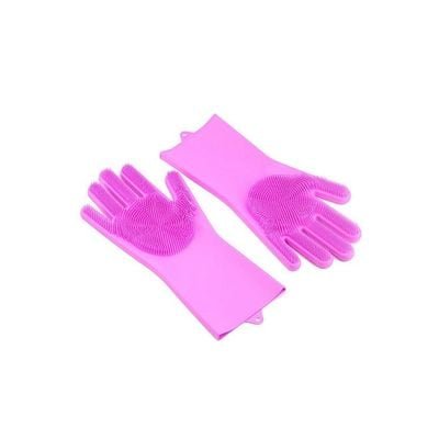 Magic Silicone Gloves With Wash Scrubber Pink 170g - Image 2