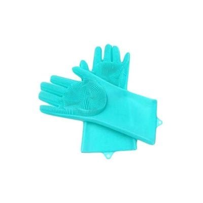 2-Piece Silicone Cleaning Gloves Blue - Image 2