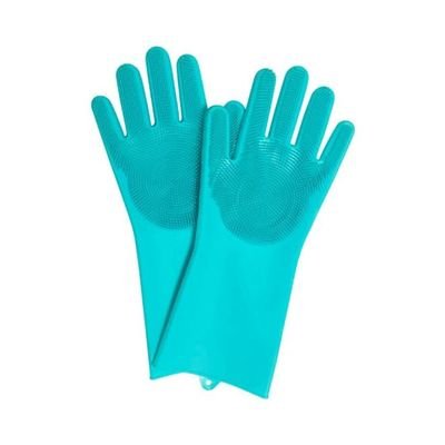 Pair Of Scrubber Gloves Blue 33.5x15.5cm - Image 2