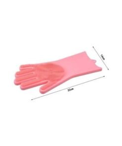 2-Piece Silicone Dishwashing Gloves Pink