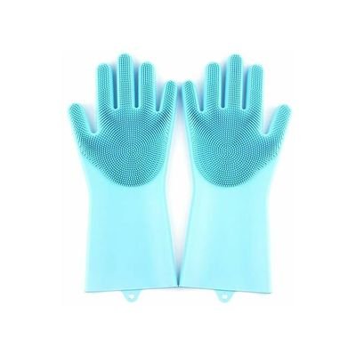2-Piece Magic Silicone Scrubbing Gloves Set Turquoise One Size - Image 2