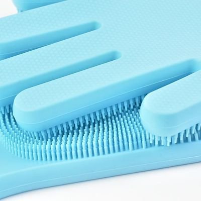 2-Piece Magic Silicone Scrubbing Gloves Set Turquoise One Size - Image 3