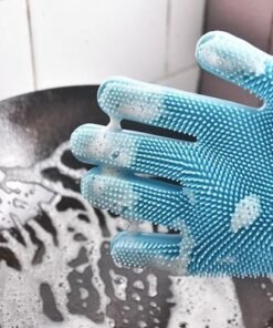 2-Piece Magic Silicone Scrubbing Gloves Set Turquoise One Size