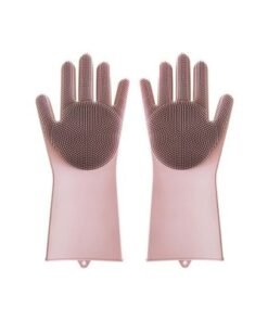 Alternative view of 2-Piece Silicone Dishwashing Glove Pink 10centimeter