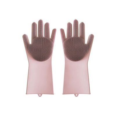 2-Piece Silicone Dishwashing Glove Pink 10centimeter - Image 2