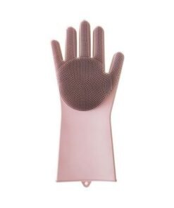 2-Piece Silicone Dishwashing Glove Pink 10centimeter