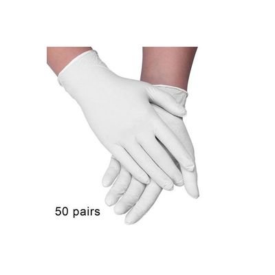 Pack Of 50 Nitrile Disposable Gloves White - Image 2