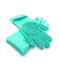 2-Piece Magic Silicone Scrubbing Gloves Light Blue 32x16cm