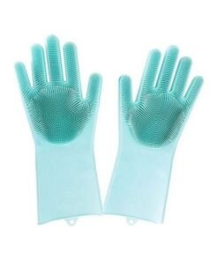 2-Piece Magic Silicone Scrubbing Gloves Blue 3x32.8cm