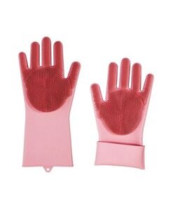 2-Piece Dishwashing Gloves Pink 15x10x6centimeter
