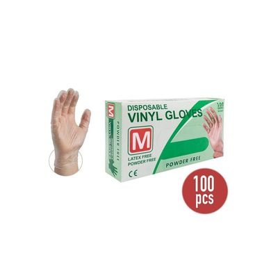 100 Piece Disposable Vinyl Gloves Medium Clear - Image 3