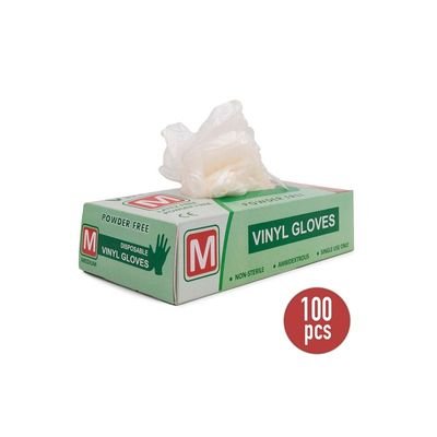 100 Piece Disposable Vinyl Gloves Medium Clear - Image 2